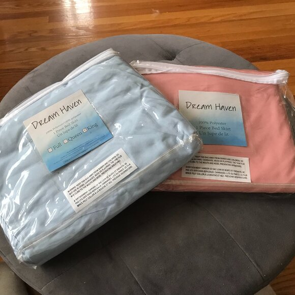 Set of 2 Dream Haven Bed Skirts 1 King 1 Full - Picture 1 of 7